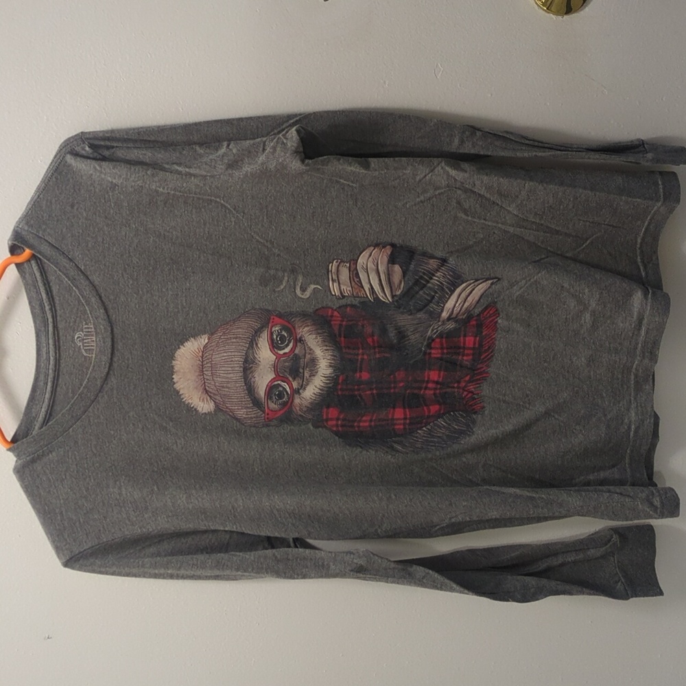 Women's Haute Mess Winter Sloth Long Sleeve Tshirt Size M